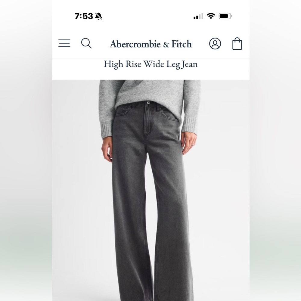 Abercrombie & Fitch Wide-Leg High-Rise Jeans - Charcoal